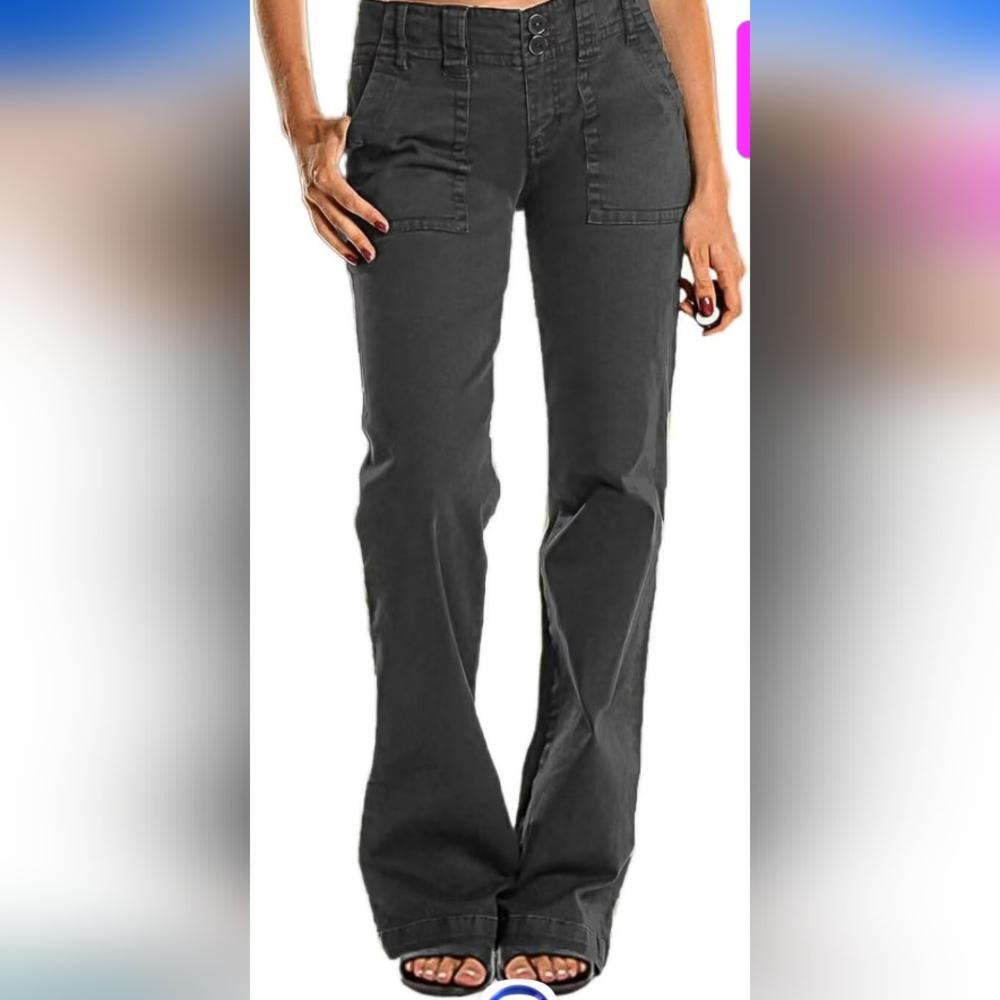 Flamingals Women's Wide Leg Jeans Mid Waist Straight Leg Business Cargo Pant